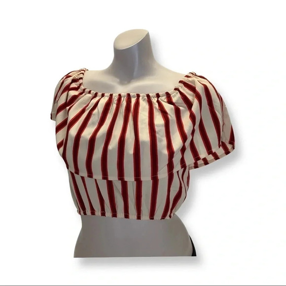 Amuse Society off the shoulder striped top - Picture 1 of 4